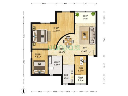景蜜村 3室2厅1卫 95平方