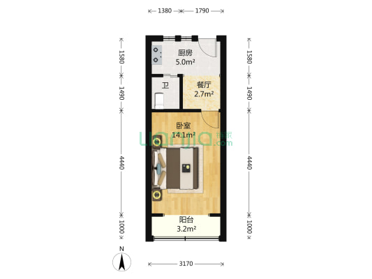 怡佳苑 1室1厅1卫 41平方