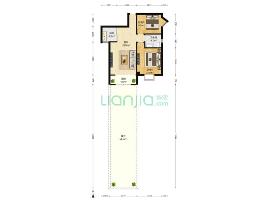 天籁花园 2室1厅1卫 83平方