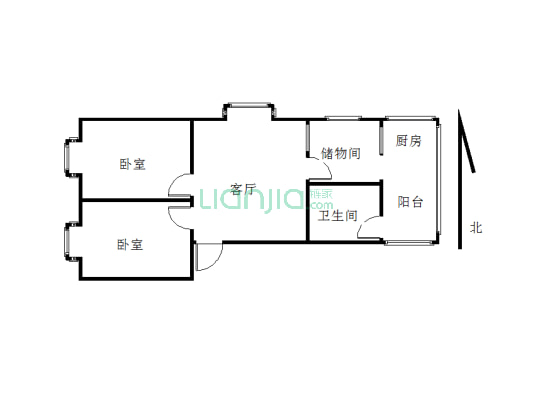 开源路丹尼斯 中间楼层两室两厅 精装有证 随时看房-户型图