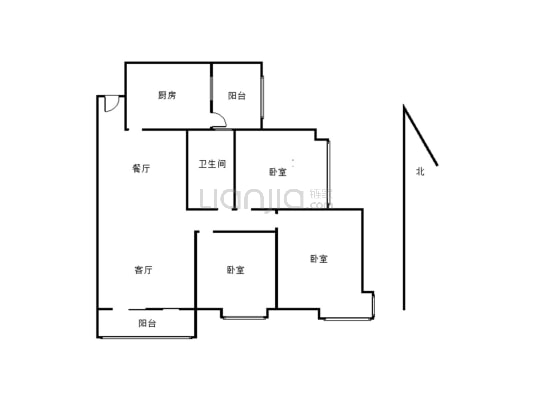 蟠龙馨苑，3室2厅，毛坯，户型方正-户型图