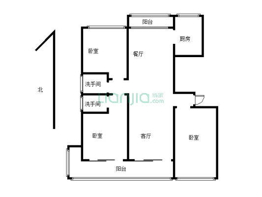 建业府127平三室两厅两卫有证可按揭看房方便-户型图