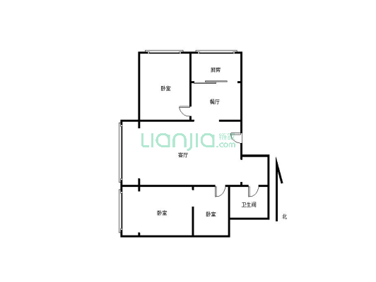 石马坪  简装两室 可按揭 中间楼层 生活成本低-户型图