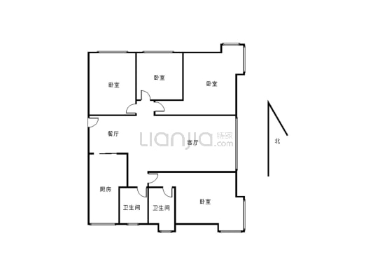 维卡精装四室两厅两卫户型房子朝中间-户型图