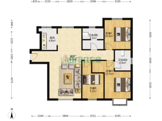距首都一站地的 社区 环境好 交通方便 公交车直达北京-户型图