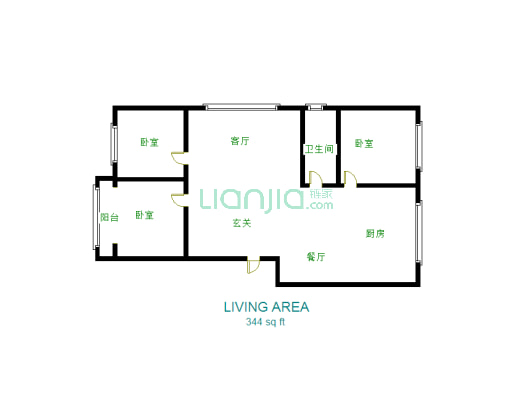 林馨家园 3居室 格局合理 价格合适-户型图