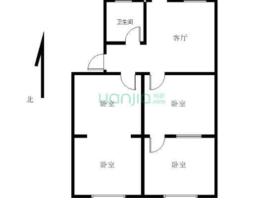 建东小区1楼带院简装拎包入住户型方正-户型图