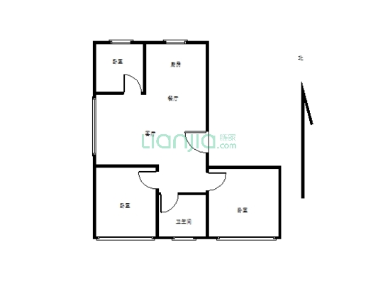 中间楼层，采光好 三室 独立卧室，独立客厅 分布合理-户型图