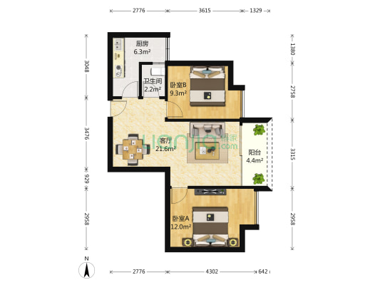 金源利青国青城 2室1厅1卫 79平方