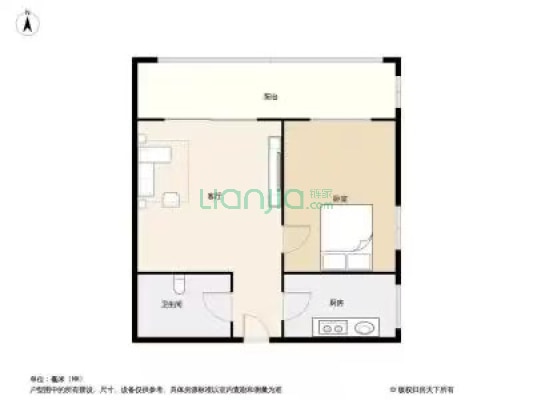 汇元国际 1室1厅 西北 北-户型图
