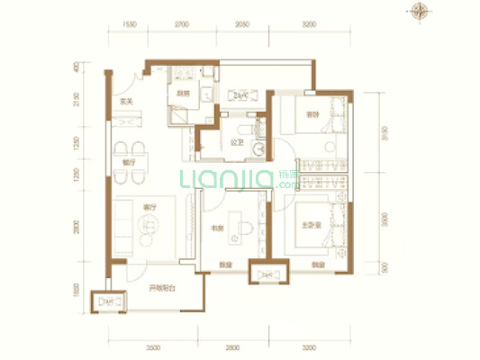 央企开发 集中供暖  电梯房 全明格局 户型方正-户型图