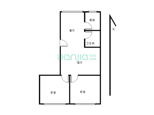 单位房 5楼 小三房 简单装修 居住舒适方便-户型图