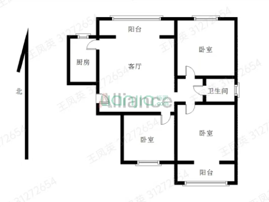 自住标准，高楼层，小区集体供暖-户型图