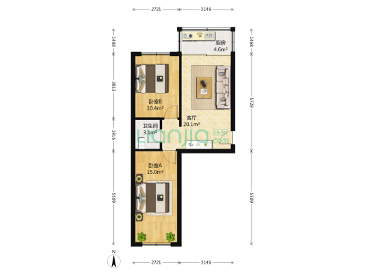 一农机小区 2室1厅1卫 65平方