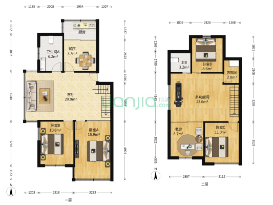 电业公寓 6室2厅2卫 97平方