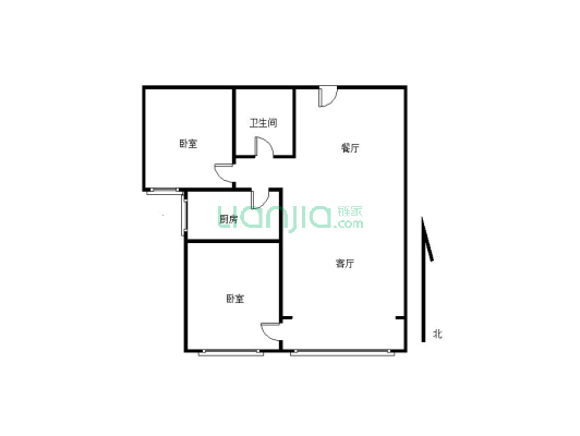 建三 五中 两居室中间楼层 朝南  一手手续-户型图
