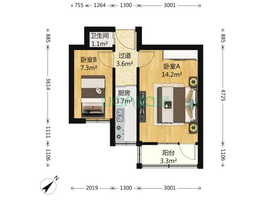 夕照寺西里 2室0厅1卫 41平方