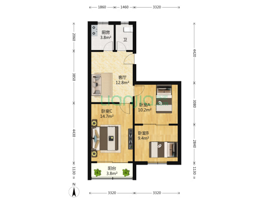 清池苑 3室1厅1卫 77平方