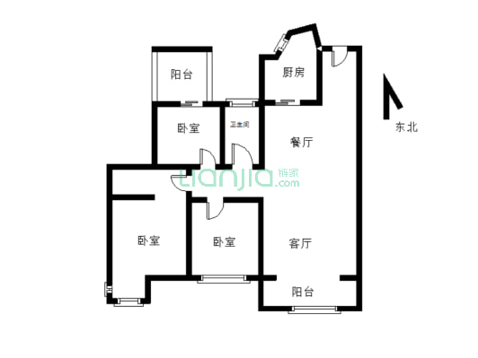 临港 三江新区 紫金城大3室精装房出售-户型图