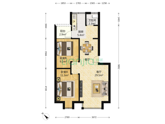 莲花新区 2室1厅1卫 77平方