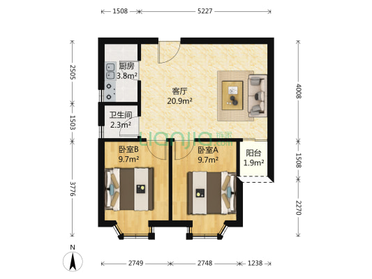 鹏兴花园二期 2室1厅1卫 63平方