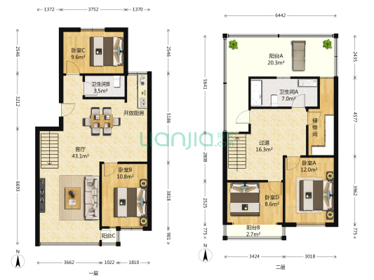 金信陶然居 4室1厅2卫 83平方