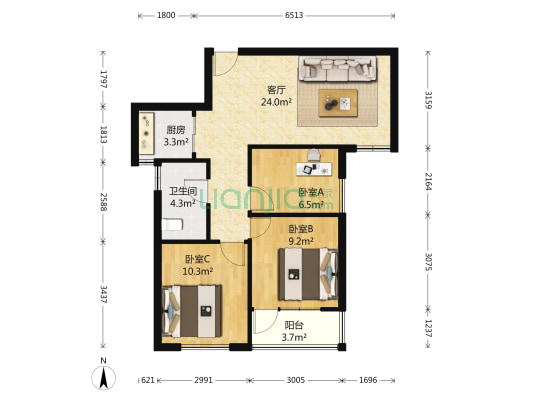 星汇荣邸 3室1厅1卫 89平方