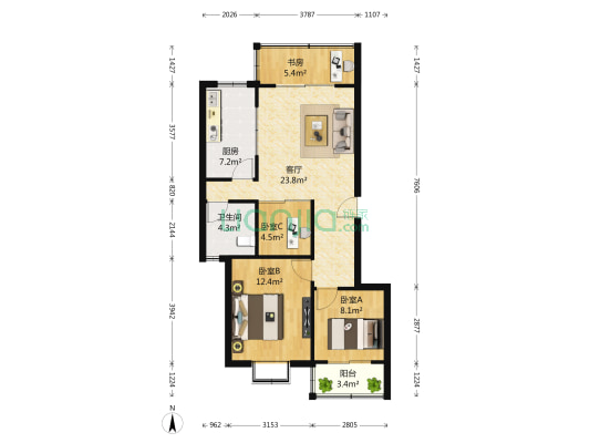 滨海森林 4室1厅1卫 86平方