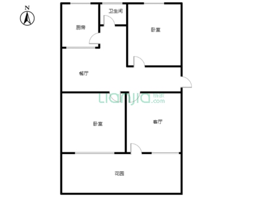 建厂局设计院家属楼 2室1厅 南 北-户型图