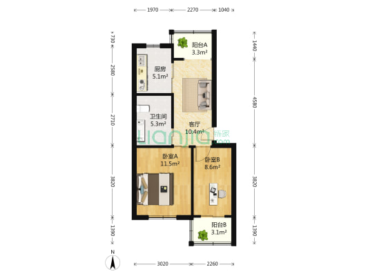 东卫小区 2室1厅1卫 57平方