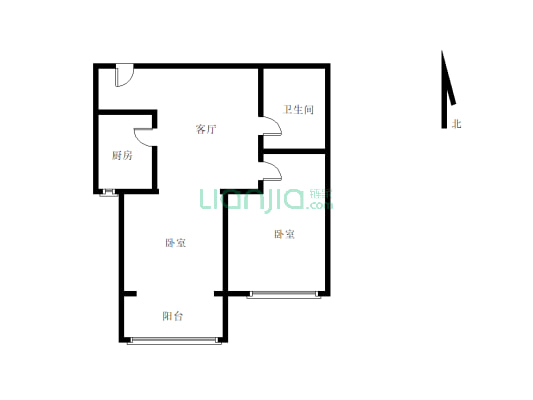 此房小两室，出行方便，户型方正居住方便舒适-户型图