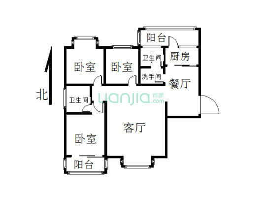 京坤府小区 3室2厅1厨2卫 交通便利适合居住-户型图