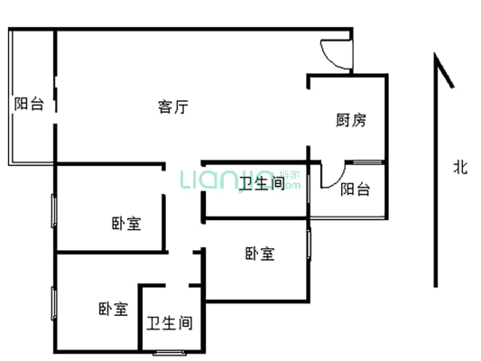 江语城 套三双卫 中间楼层 正看江景 户型方正-户型图