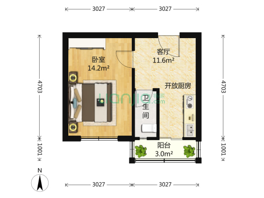 联合村 1室1厅1卫 39平方
