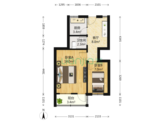 后宰门清溪村 2室1厅1卫 51平方