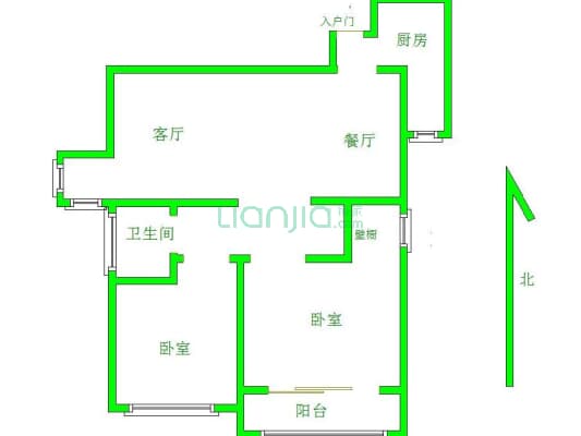 假日雅典城 2室2厅 南 北-户型图