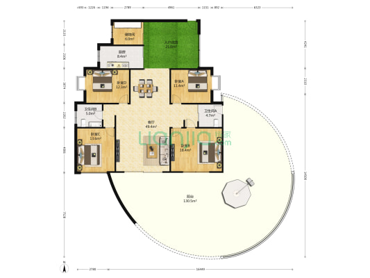 富湾国际 4室1厅2卫 260平方