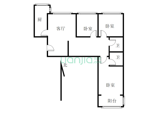 新星小区二期 3室2厅 南 北-户型图