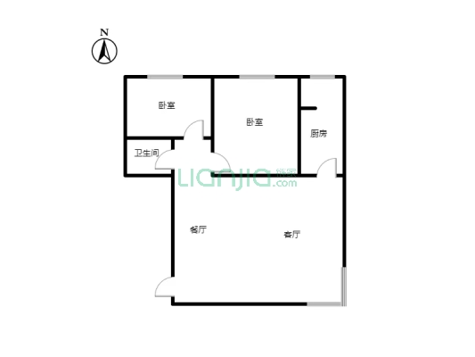 丈母娘指定范阳路房源，富丽花园88㎡两居简装满五唯一-户型图