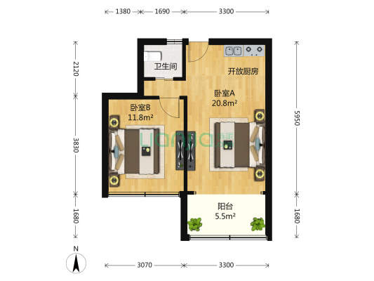 联海小区 2室0厅1卫 48平方