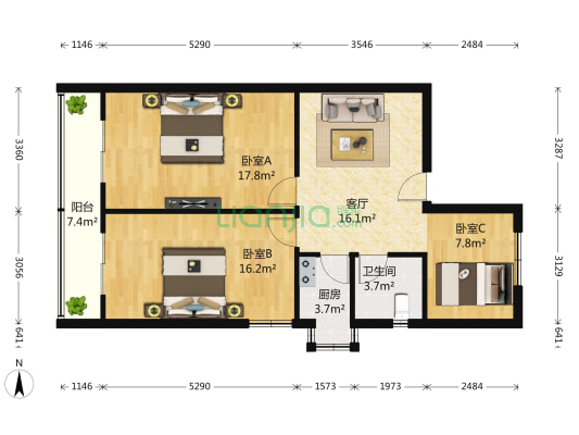 泰宁社区 3室1厅1卫 96平方