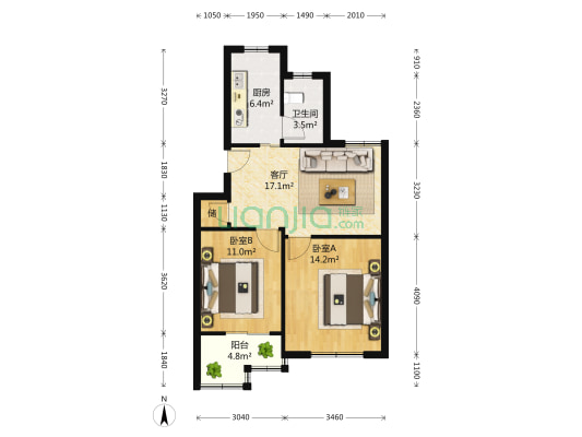 古龙苑 2室1厅1卫 72平方