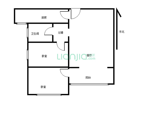 金江外滩B区2房环境安静舒适适合居住-户型图