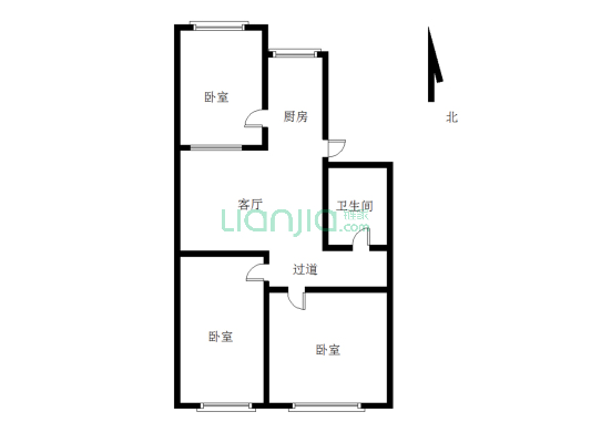 低楼层采光好小面积三室，房屋干净-户型图