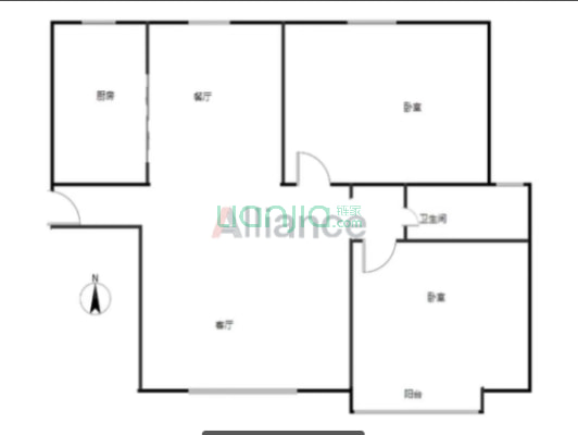 急售三利B区南北通透两居，毛坯，价格美丽。-户型图