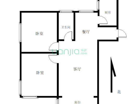 联盟新城小区 2室2厅（与系统中一致）-户型图