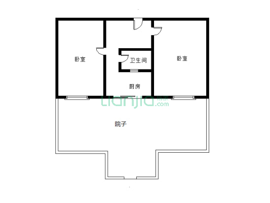 铁道部建厂局家属楼 2室1厅 南-户型图