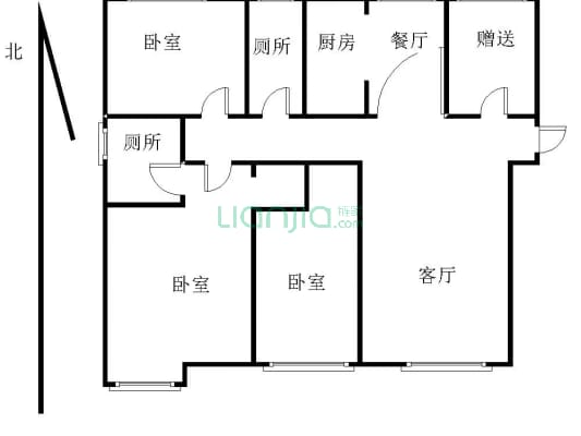 三利中和城一期南北通透大三居正一间采光好价格美丽-户型图