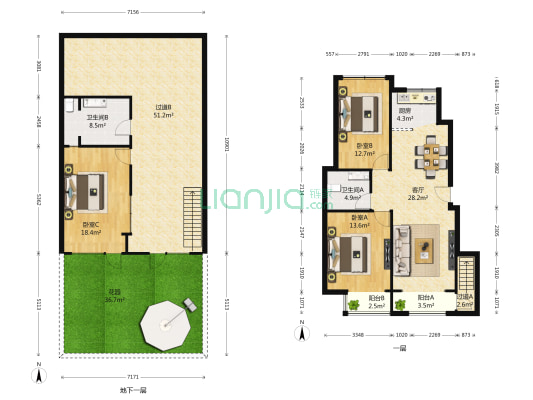 依云溪谷 3室1厅2卫 89平方