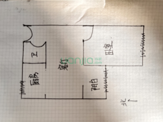 全南正规一居室，毛坯房，明厨明卫，全明格局，-户型图